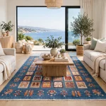 Fine blue Afghan Ariana Handmade Carpet - 301 x 211 cm