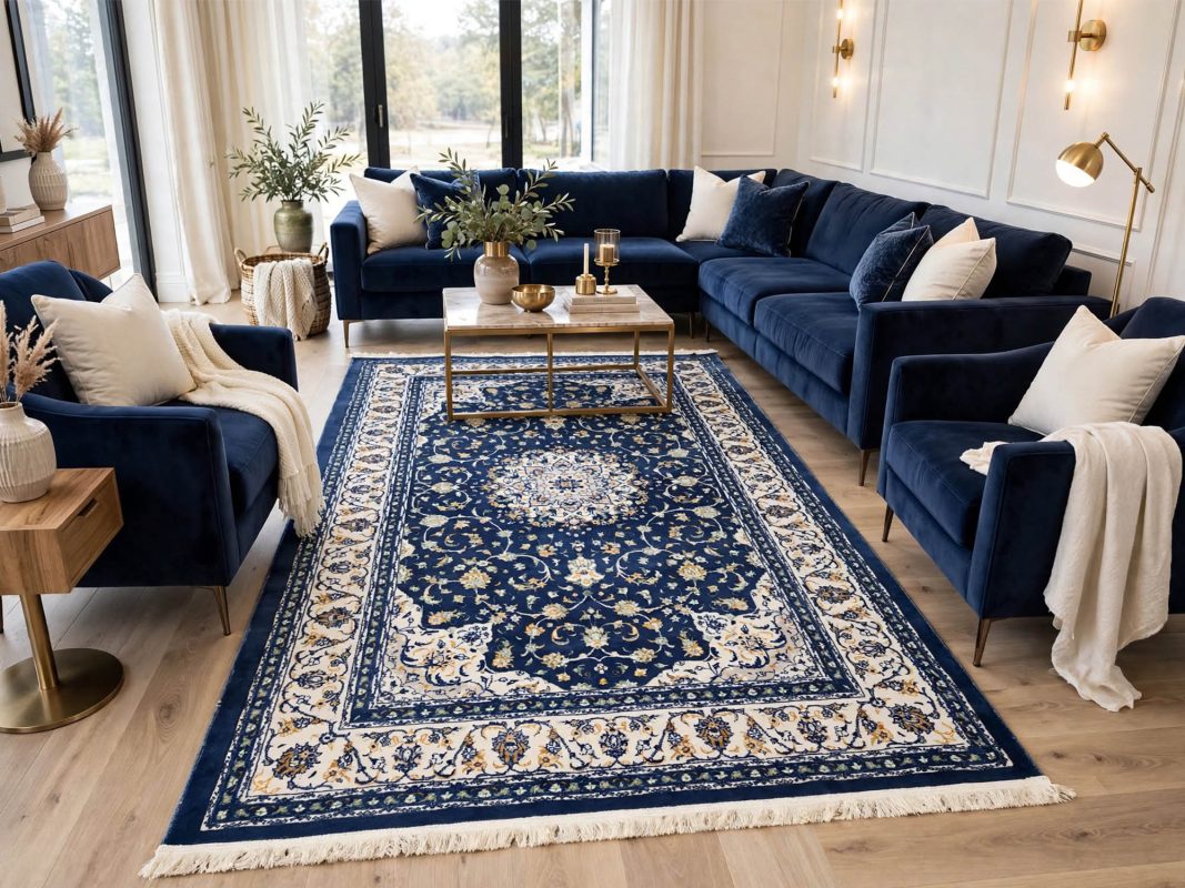 Persian NAvy Nain Carpet - 275x160 cm