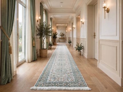 8 Meter Long Runner Carpet - Color: Beige and Green