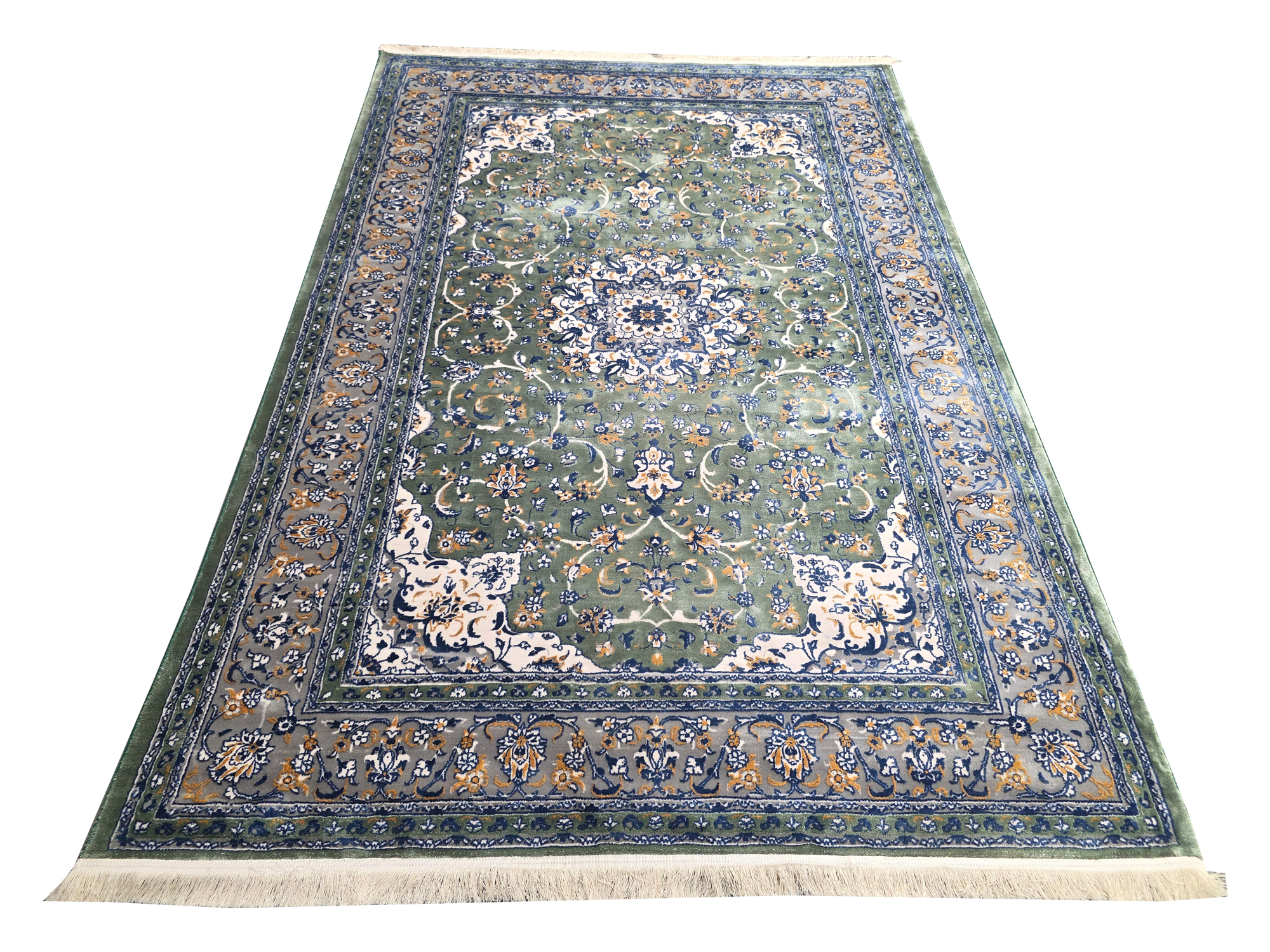 C530 GREEN NAIN 300 X 200 1 Gorgeous Green Persian Kashan Carpet – 300 x 200 cm - Image 1