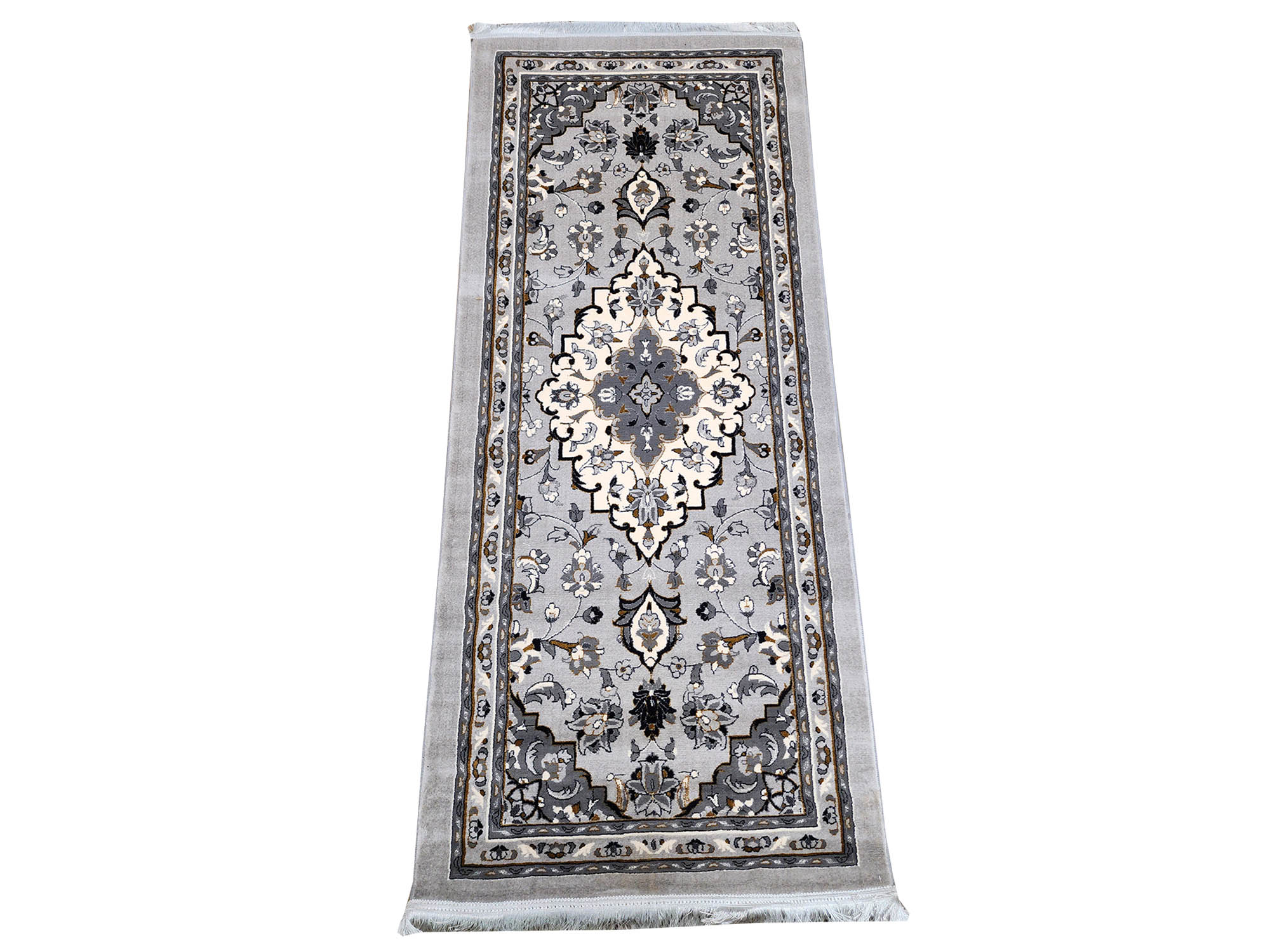 Kashan_Grey_200x80 1 Persian Grey Runner Carpet, Size: 200x80cm