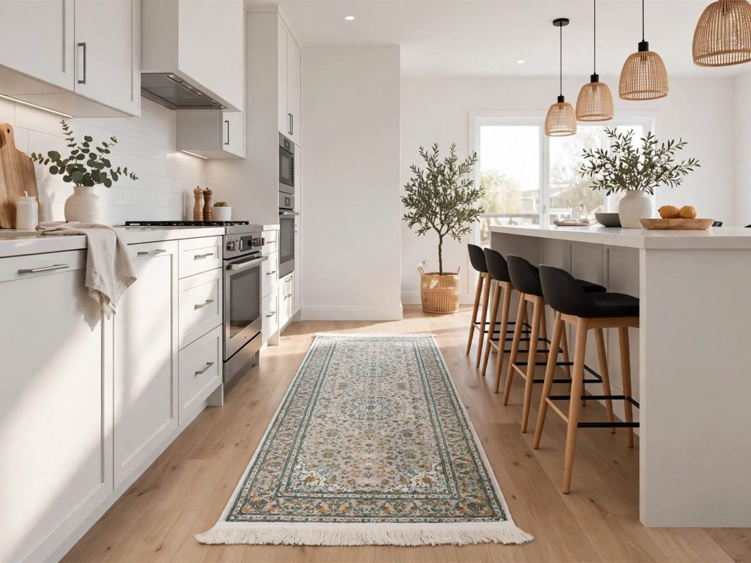 2 Meter Beige Green Runner