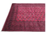 Stunning Handmade Red Afghan Bukhara Design Carpet 288x190 CM - Image 5