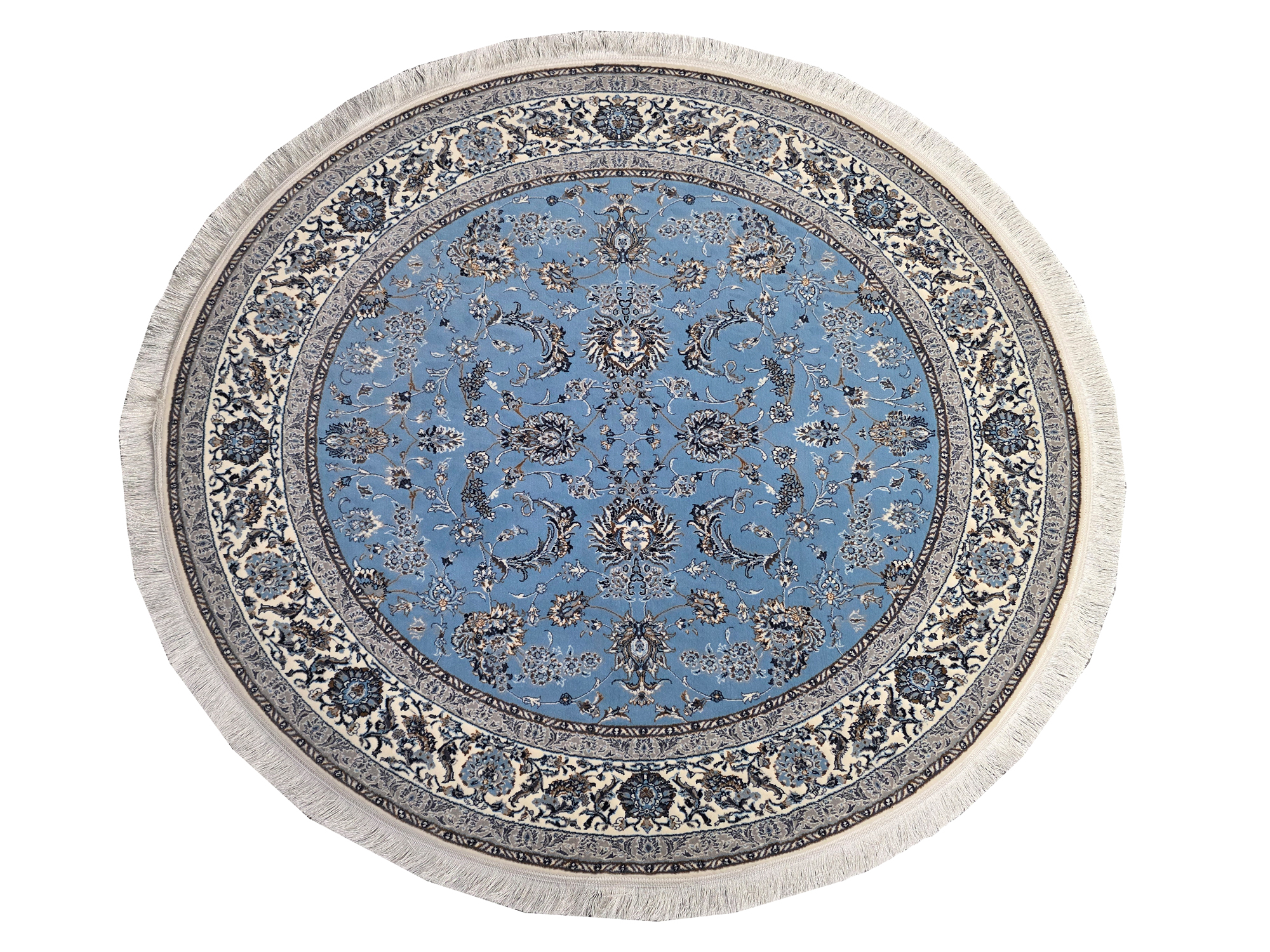 NAIN BLUE 150 X 150 1 Blue Nain Persian Carpet 150 X 150cm– Round rug - Image 1