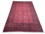 Stunning Handmade Red Afghan Bukhara Design Carpet 287x200 CM - Image 3