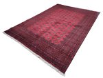 Stunning Handmade Red Afghan Bukhara Design Carpet 287x200 CM - Image 4