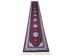Persian Nain design machine made runner carpet 500x80cm in red with ivory and blue medallions