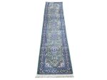 Persian Nain design green and blue machine made hallway runner carpet 300x80cm from Iran