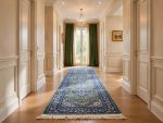 Persian Nain design green and blue machine made hallway runner carpet 300x80cm from Iran