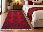 Afghan Aqcha Red Elephant Foot Carpet 185x102cm | QPRugs