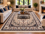 Cream & Navy Persian Carpet 290x200cm | QPRugs - Image 6