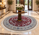 Round Persian Nain Machine Made Carpet – Red 150 x 150 cm
