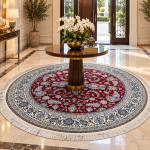 Round Persian Nain Machine Made Carpet – Red 150 x 150 cm