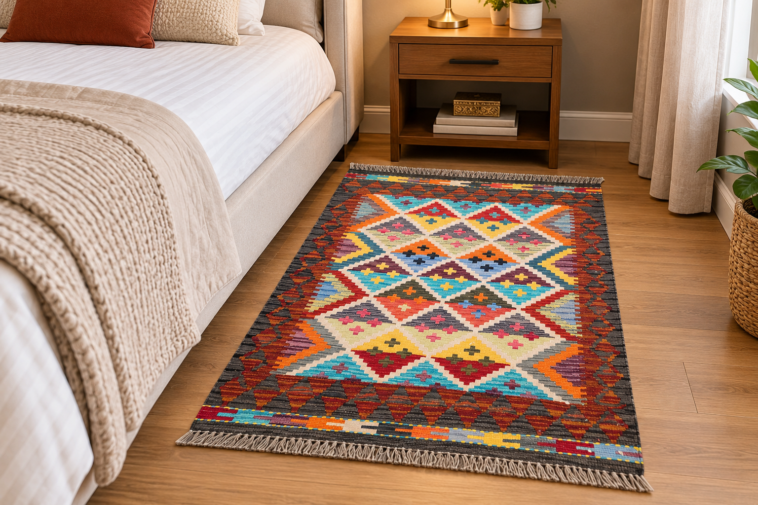 1486 121 x 84 7 Gorgeous Afghan Handmade Choubi Kilim – Rug - 121 x 84 cm - Image 1