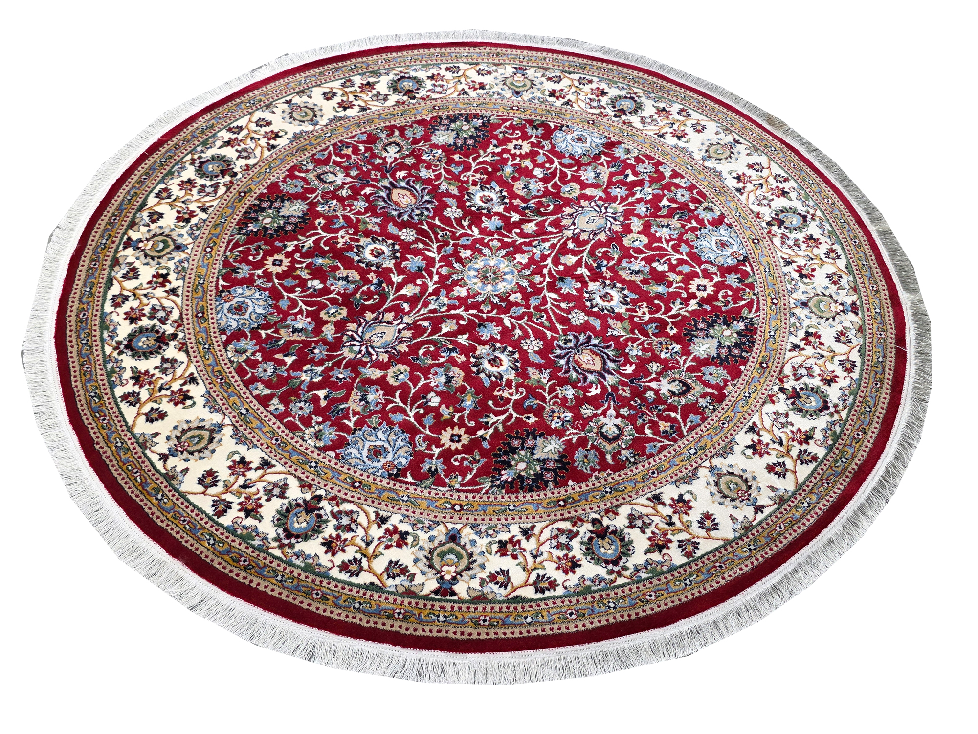 CT13405 MAHGOL RED 200 X 200 1 Stunning Red Persian Kashan Medallion Round Rug 200x200cm - Image 1