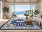Persian Nain Design Carpet 300x200cm – Navy Blue Rug - Image 2