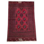 Afghan Aqcha Handmade Wool Red Carpet 119 x 72 cm