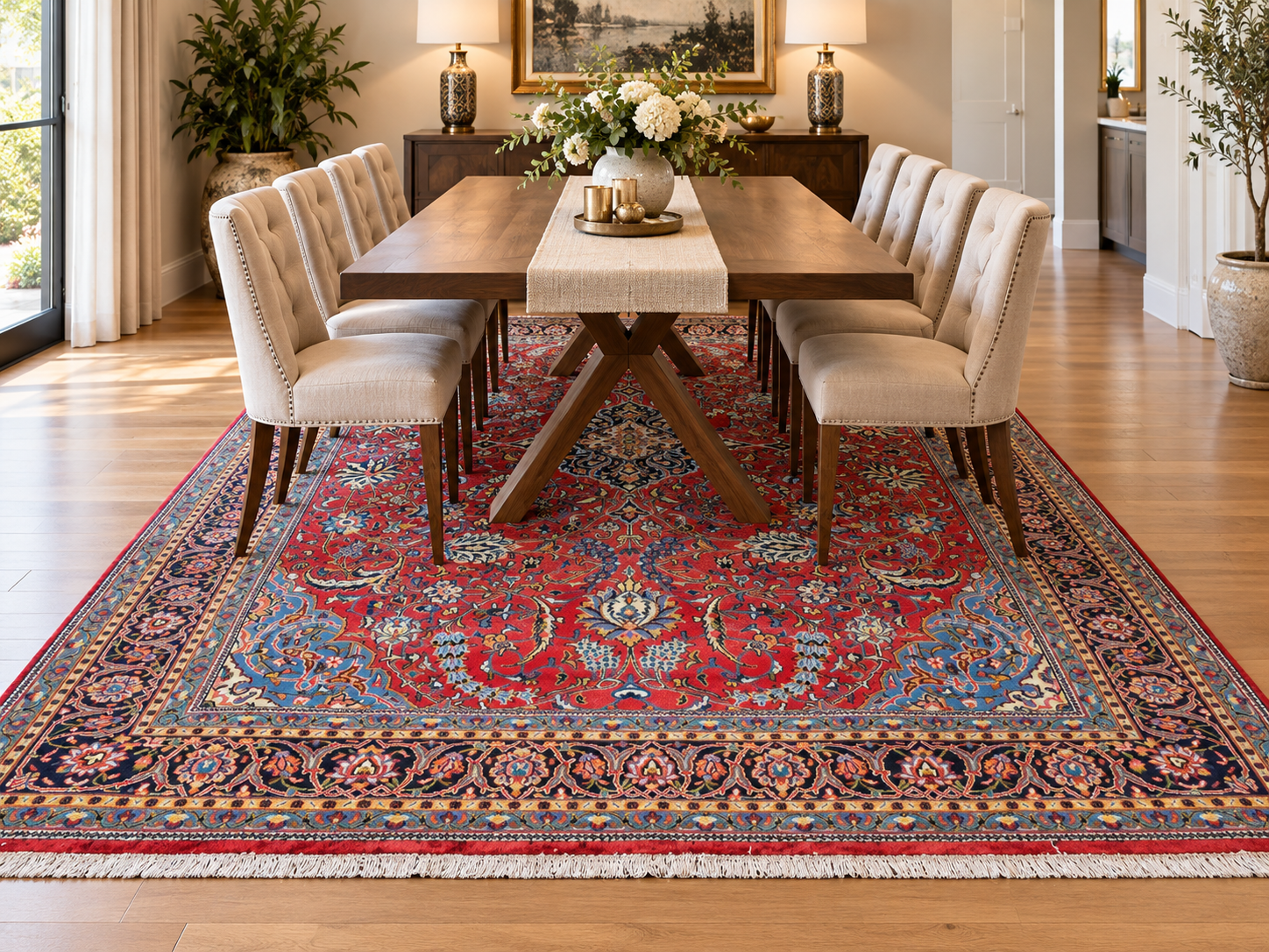 303 344 x 232 8 Beautiful Persian Hand-knotted Kashan Carpet 344 x 232 cm - Image 1