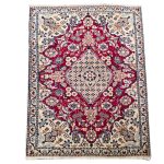 Gorgeous Pre-loved Hand-knotted Woolen Nain Carpet - 123 x 79 cm