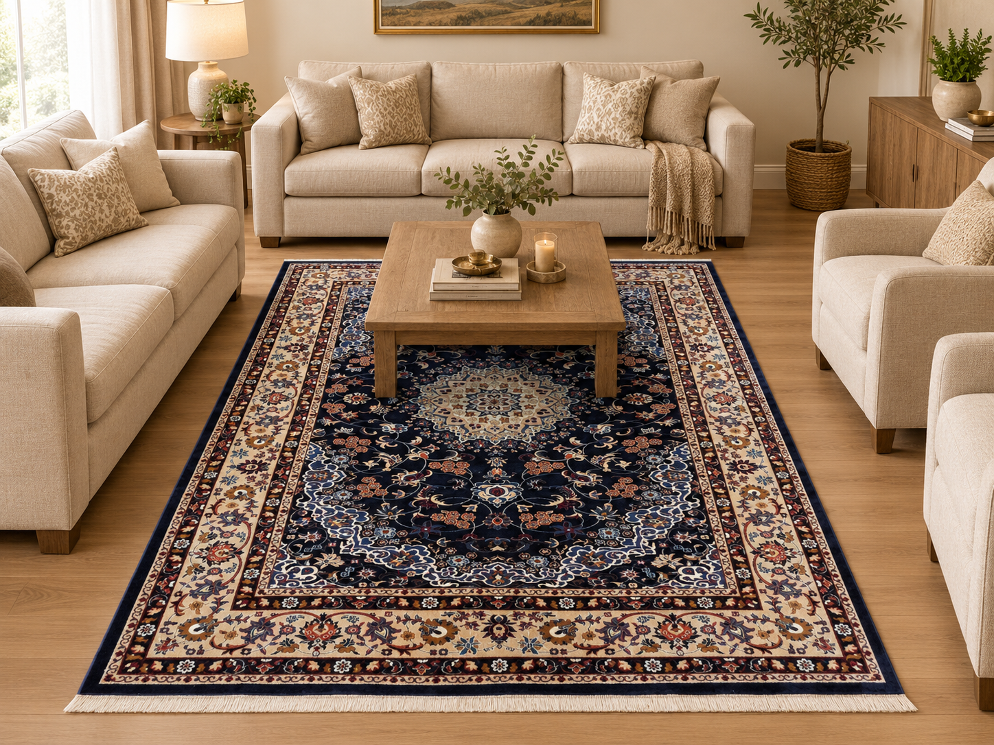 9983 Navt 290 x 200 8 Gorgeous Navy Persian design Carpet 290 x 200 cm (3x2m) - Image 1