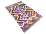 Afghan Handwoven Kilim Rug 90x60cm – Colourful Geometric Design - Image 3