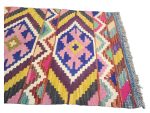 Afghan Handwoven Kilim Rug 90x60cm – Colourful Geometric Design - Image 4