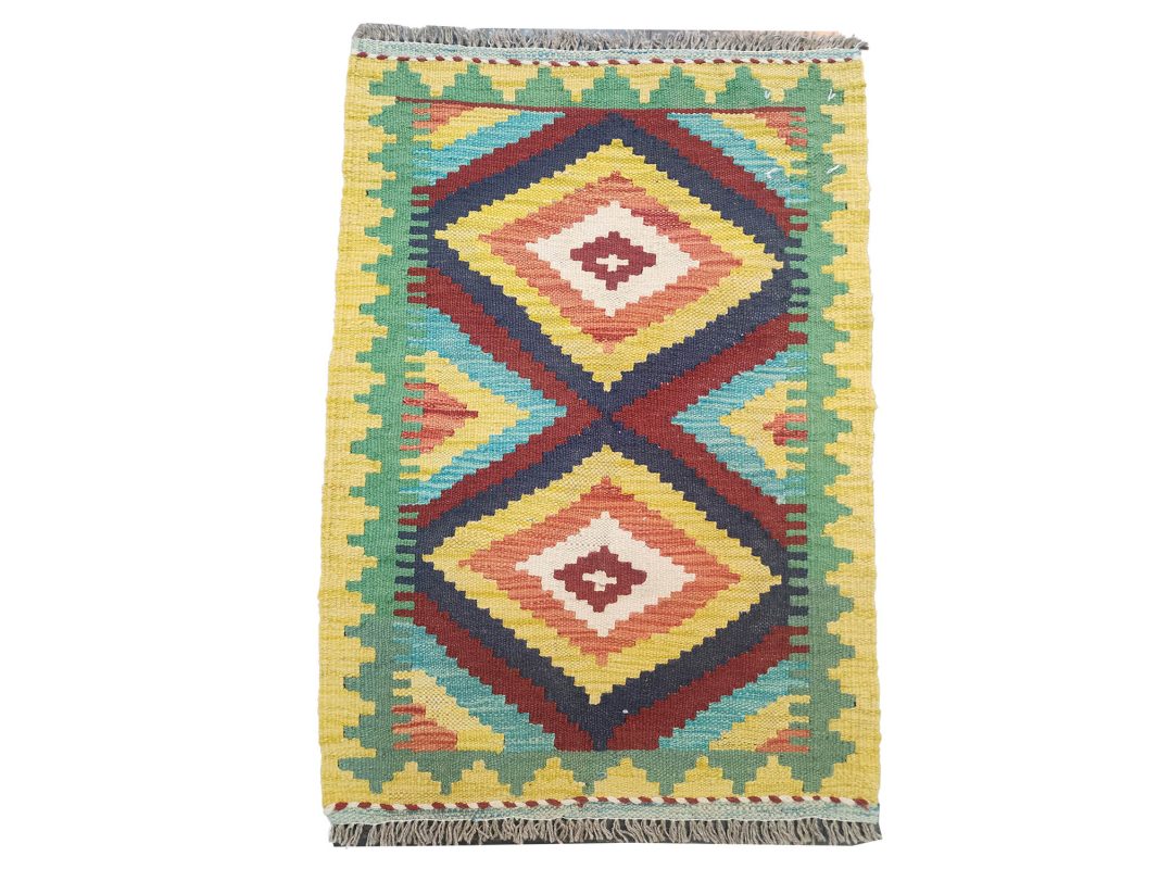 Yellow kilim rug - 90x60 cm