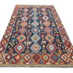 Stunning Navy Afghan Handwoven Kilim Rug 314 x 210 cm